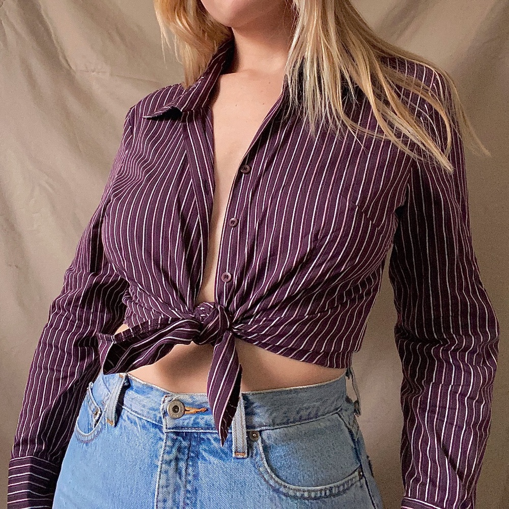 VINTAGE purple//pink button up (1990)
